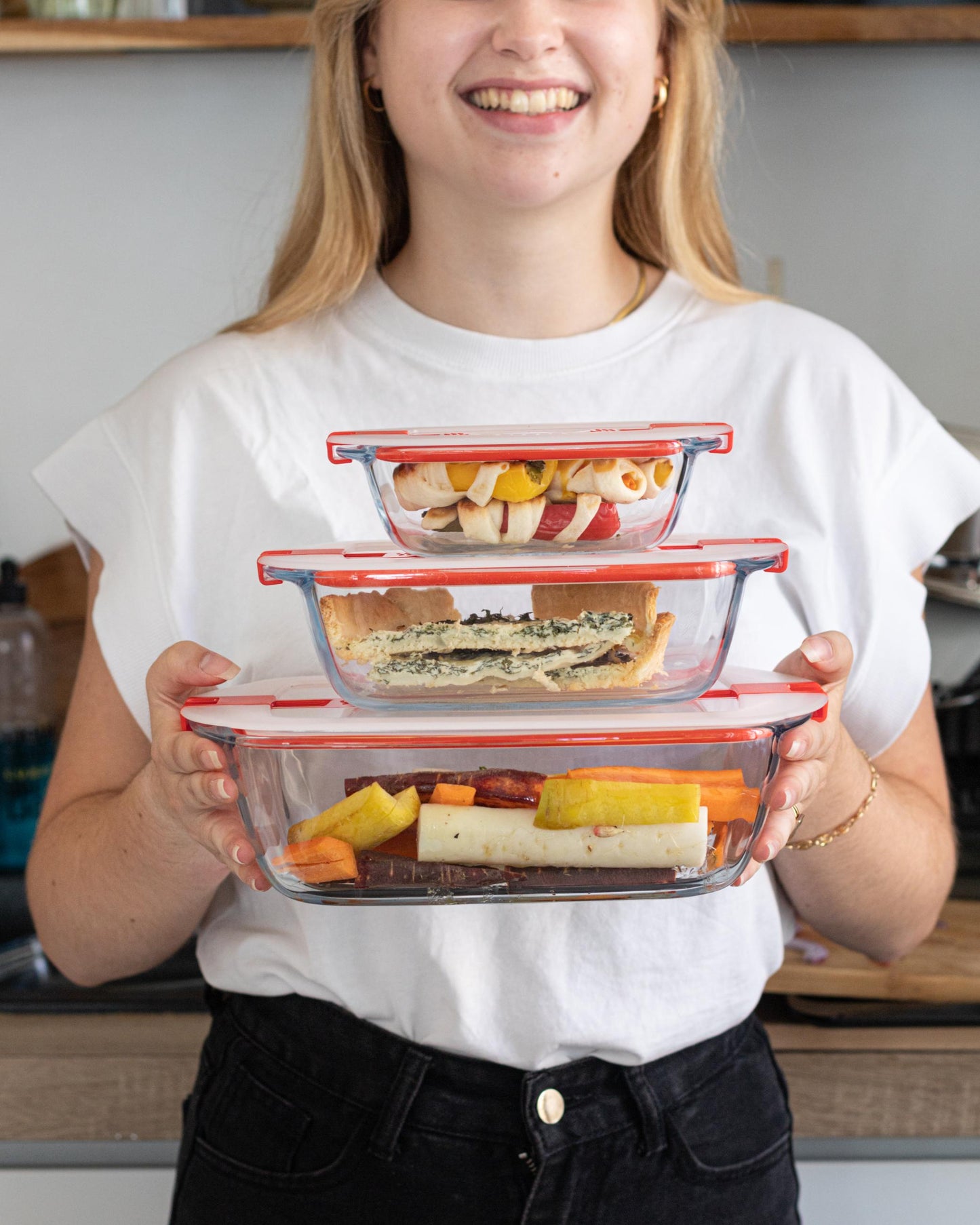Rectangular glass dish with steam valve lid - Cook Heat