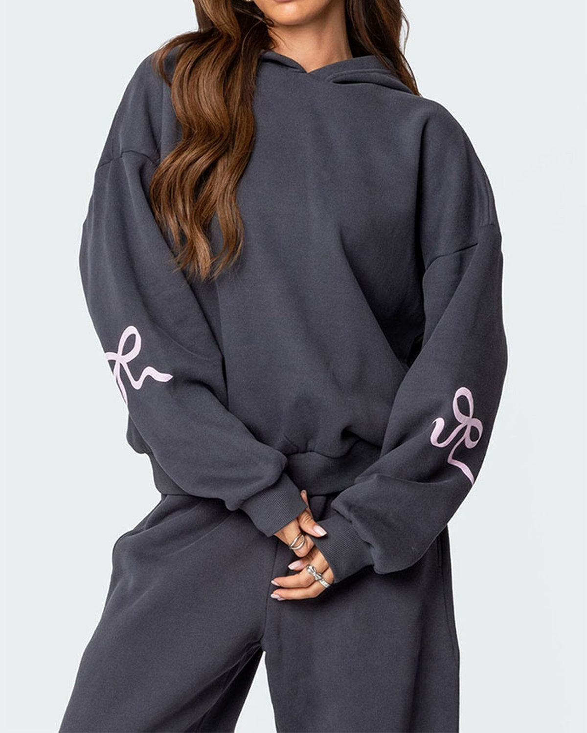 Saldi di Natale 50% DI SCONTO - Completo felpa con cappuccio e fiocco da donna