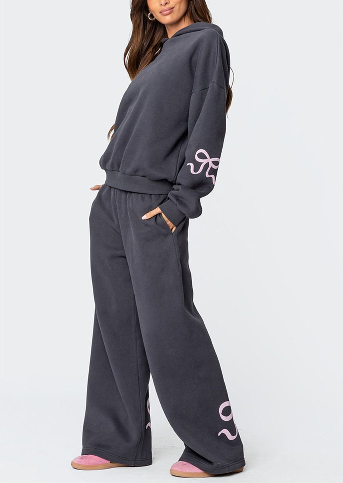 Saldi di Natale 50% DI SCONTO - Completo felpa con cappuccio e fiocco da donna