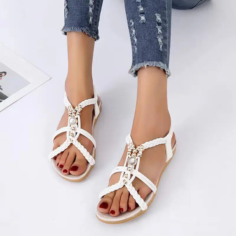🔥ULTIMO GIORNO PROMOZIONE 50% DI SCONTO - Sandali ortopedici piatti stile Boho da donna