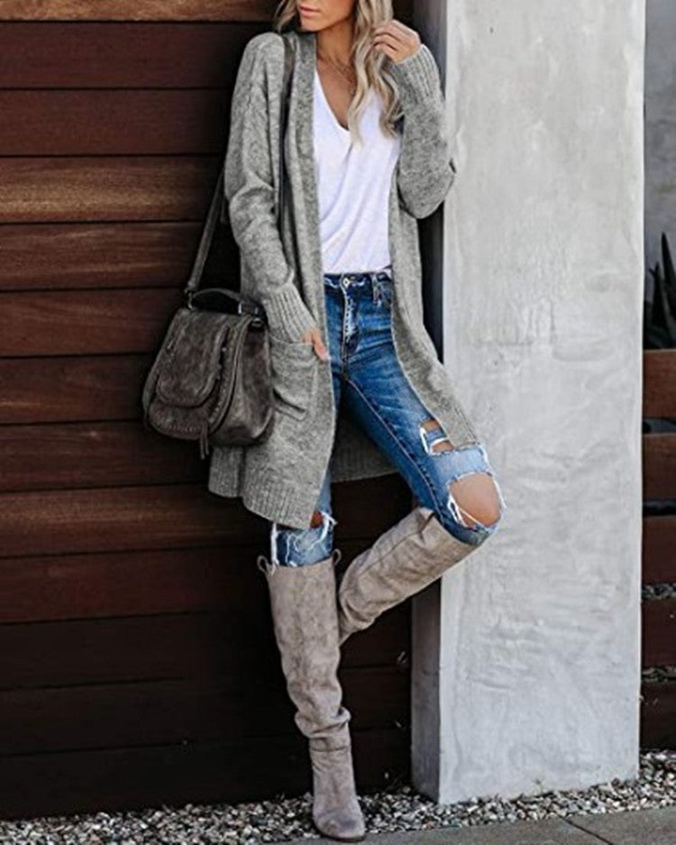🔥Solo 36 rimasti in magazzino - Cardigan da donna oversize in maglia casual con tasche