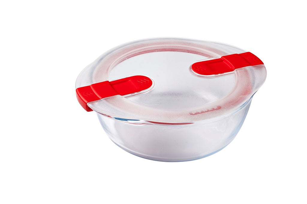 Set of 3 glass lunchboxes with steam valve lid - multi shape -Cook  Heat