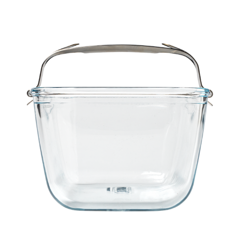 Glass airfryer dish with removable handle