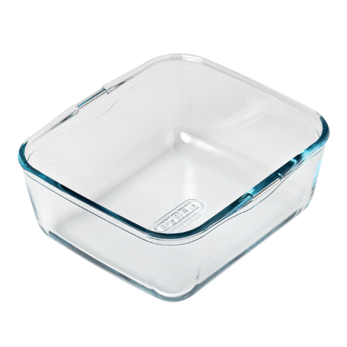 Glass airfryer dish with removable handle