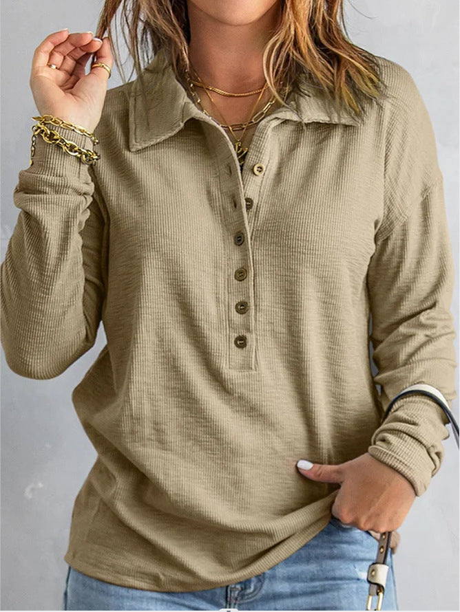 Camicia da Donna in Cotone con Scollo a V Confortevole