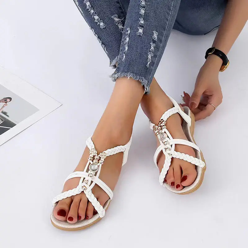 🔥ULTIMO GIORNO PROMOZIONE 50% DI SCONTO - Sandali ortopedici piatti stile Boho da donna