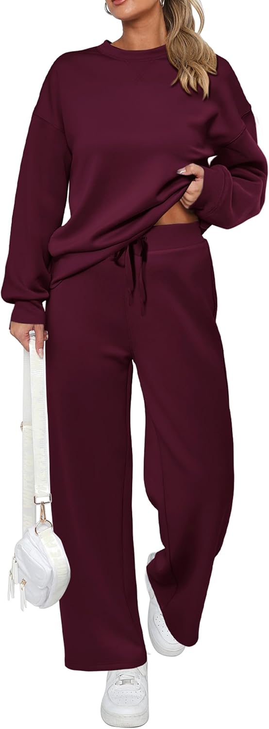 Tuta da donna in cotone due pezzi oversize con felpa a mezza zip e pantaloni sportivi a gamba larga, casual