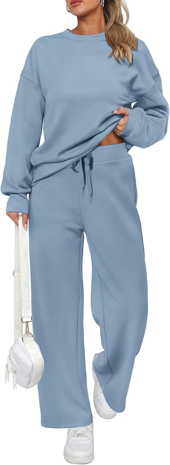 Tuta da donna in cotone due pezzi oversize con felpa a mezza zip e pantaloni sportivi a gamba larga, casual