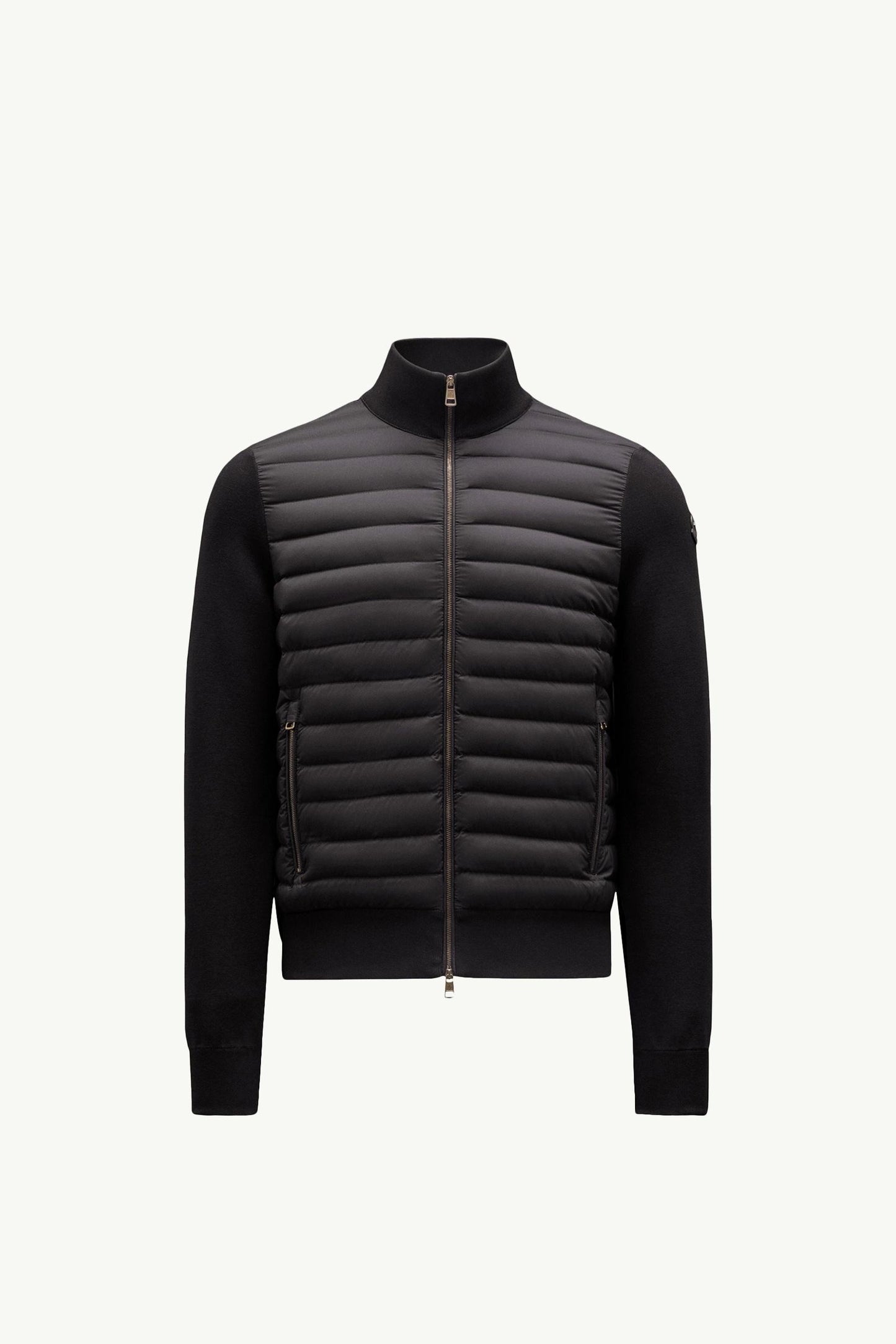 Padded Crepe Cotton Zip-Up Cardigan