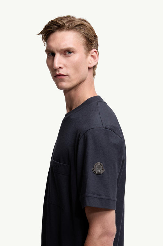 Logo Cotton & Silk T-Shirt with Pocket