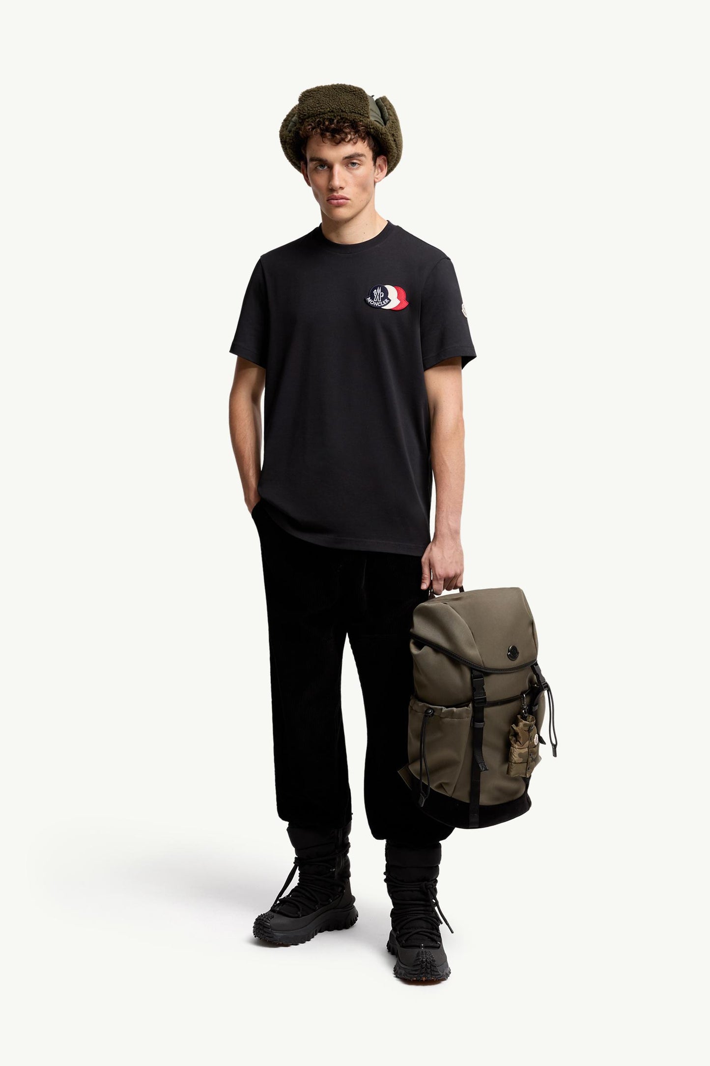 Embroidered Tricolour Logo Cotton T-Shirt