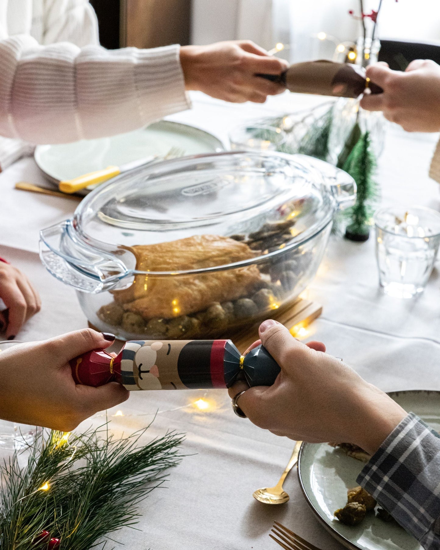 Large oval glass casserole dish