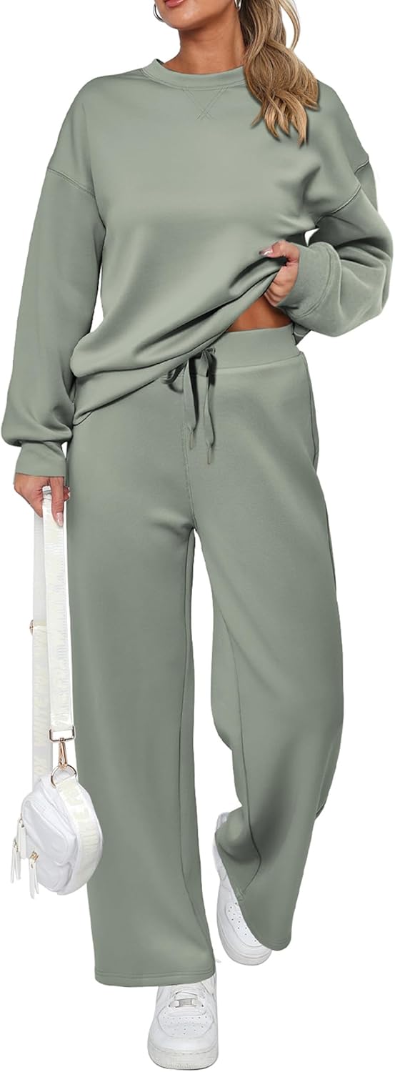 Tuta da donna in cotone due pezzi oversize con felpa a mezza zip e pantaloni sportivi a gamba larga, casual