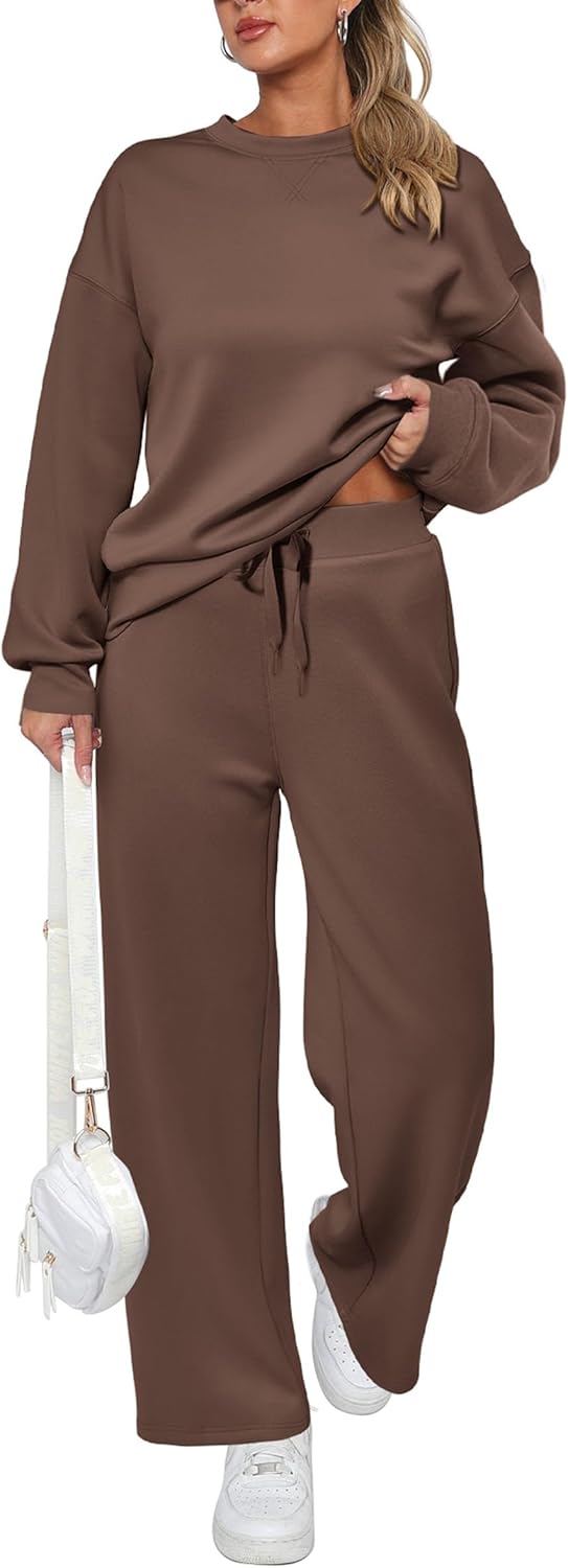 Tuta da donna in cotone due pezzi oversize con felpa a mezza zip e pantaloni sportivi a gamba larga, casual