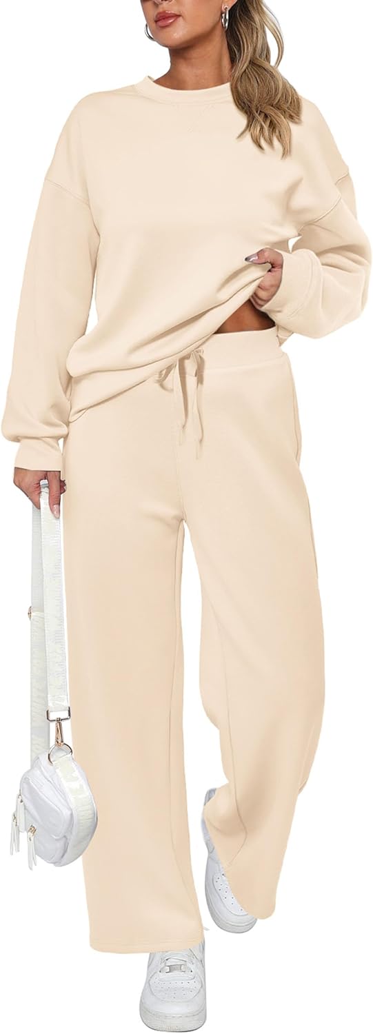 Tuta da donna in cotone due pezzi oversize con felpa a mezza zip e pantaloni sportivi a gamba larga, casual